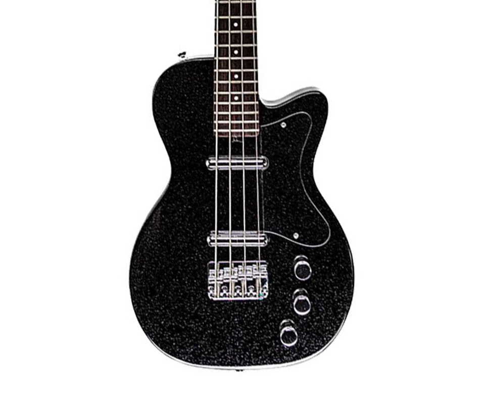 Silvertone 1444 Classic Series Short Scale Bass - Black Silver Flake -