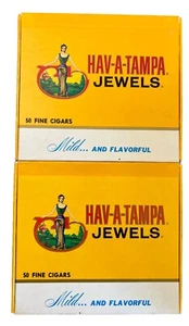 Scatola portasigari Hav-A-Tampa Jewels Tampa Florida - lotto di 2 vuoti vintage - Foto 1 di 7