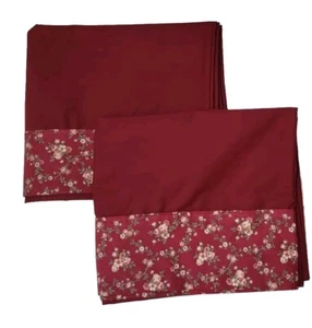 Juego de 2 fundas de almohada Borgoña con puño estampado floral.  Talla Queen 19 X 35 - Imagen 1 de 6