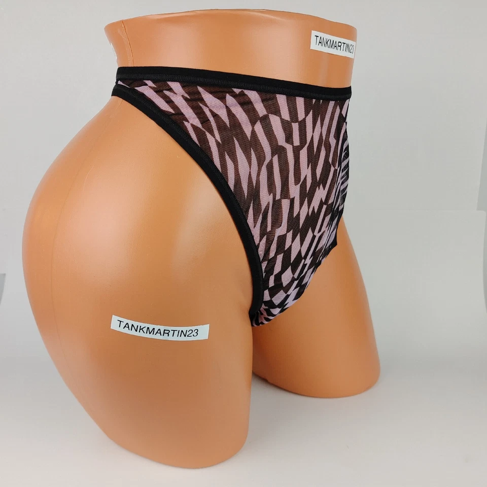 LANE BRYANT CACIQUE PLUS 22/24 THONG PANTY CHECK GEOMETRIC BLACK PINK SEXY - Image 1 of 4