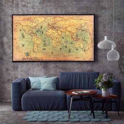 Ocean Sea World Map Nautical Retro Old Art Paper Painting Home Decor Wall Poster • 10.08$
