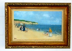 Claude Monet Juvenile Seaside Family Oil Painting - Picture 1 of 12