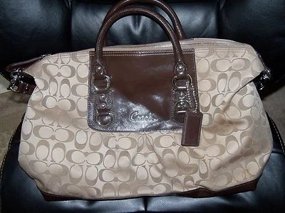 Coach Ashley Signature Sateen Large Satchel SV/khaki/mahogany F15440 Purse - Image 1 of 4