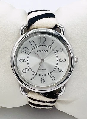 Chico's Brayden Zebra Leather Strap Watch - Image 1 of 4