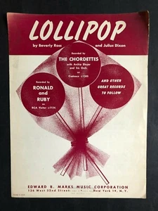 1958 Vintage Sheet Music  - Lollpop - Picture 1 of 2
