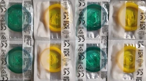 Neu ! Farbige Kondome mit Aroma -- 8 Stück MINT & ANANAS ( 2 x 4 Stück ) - Bild 1 von 9