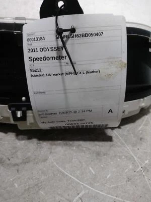 Medidor de velocímetro usado se adapta a: Honda Odyssey Cluster 2011 mercado de EE. UU. MPH EX-L cuero Foto 1 de 4