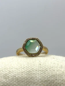 Anello Joy Dravecky Chloe Ombre pietra vetro verde e zirconi placcato oro - Foto 1 di 20