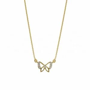 VS/F-G Diamond 14K Gold Butterfly Pendant Necklace- The Jewelz - Picture 1 of 8