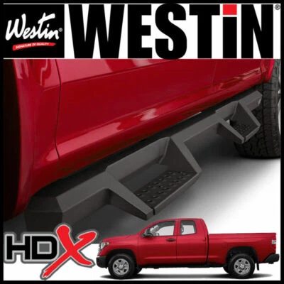 Силовые пороги Westin HDX Drop подходят для Toyota Tundra 2007-2021 годов выпуска с двойной кабиной ЧЕРНЫЕ - Изображение 1 из 4