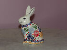 Polish Pottery Bunny Figurine! UNIKAT Signature Paper Lanterns Pattern!