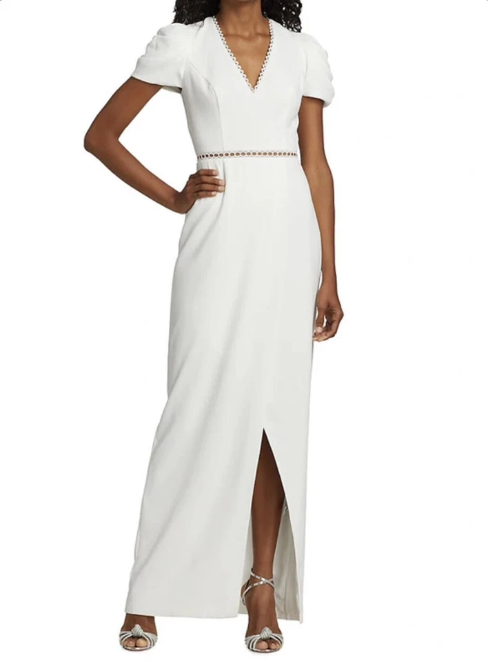 Vestido de crepé manga drapeada Monique Lhuillier talla 8 precio de venta sugerido por el fabricante 495 USD Foto 1 de 4