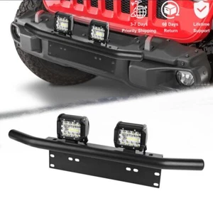 23'' Bumper License Plate Mount Bracket + 4inch 80W Led Work Light Pods Truck US - Picture 1 of 15