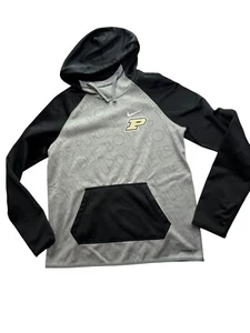 NIKE Therma Hoodie Hooded Pullover Sweatshirt Lined Black Gray PURDUE Boilers - Picture 1 of 11