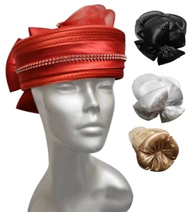Women's designer couture satin ribbon hat church Kentucky derby Pillbox - Picture 1 of 7
