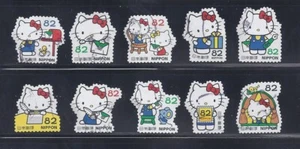 Japan 2018 Hello Kitty Complete Used Set 82Y Sc# 4207 a-j - Picture 1 of 1