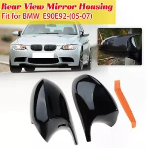 For BMW E90 E91 E92 E93 PRE-LCI Glossy Black M3 Style Side Rear Mirror Cover Cap - Picture 1 of 10