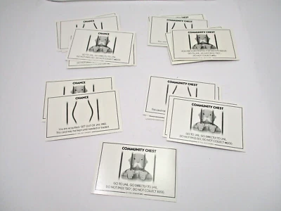20 cartas de cofre comunitario de juego Monopoly Get Out of Jail Free/Go To Jail Chance Foto 1 de 4