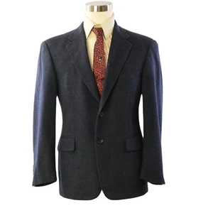 100% Camel Hair Paul Fredrick Suit Blazer Notch Lapel Black Men's 40S - Picture 1 of 6