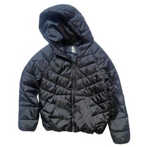 Zara Girls Black Chevron Stitched Zip Up Puffer Jacket, Size 9/10 - Picture 1 of 5