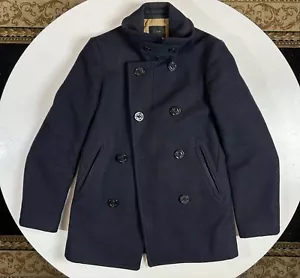 J. Crew Bayswater Peacoat Navy Quilt Lined Stadium Cloth Wool Men’s Size Small - Picture 1 of 10