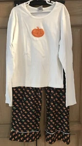 old navy halloween pajamas Youth 12 Pants 16 Top Pumpkin / Cat - Picture 1 of 5