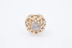 Pandora Pave Floral Brilliance Bead Charm CZ 14k G585 Yellow Gold C - Picture 1 of 3
