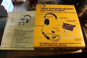SEARS VOICE ACTIVATED HEADSET WITH POWER AMPLIFIER IN ORIGINAL BOX UNTESTED - Picture 1 of 2