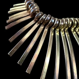 Vtg Spike Fringe Brutalist Bib Collar necklace Rustic Brass Copper Boho Choker - Picture 1 of 14