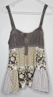 Tanque de retazos Free People Y2K vintage mediano cabaña boho hippie Foto 1 de 4