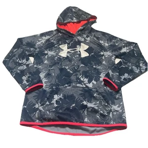 Under Armour Cold Gear Loose Fit Gray Floral Hoodie Neon Girls Youth Size XL - Picture 1 of 6