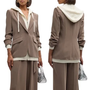 Cinq a Sept Khloe Knitted Sweater Blazer Jacket Hooded Brown Women Size 4 - Picture 1 of 13