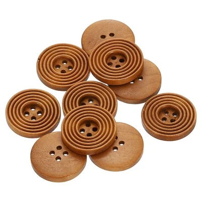 Деревянные круглые кнопки для рукоделия с 4 отверстиями 7/8 дюйма 36 л сделай сам светло-коричневые 10 шт. - Изображение 1 из 4