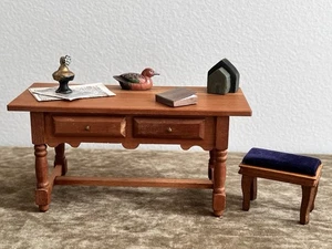 Fomerz Library Table Duck Decoy Bench Vintage Dollhouse Miniatures 1:12 Scale - Picture 1 of 16