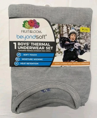 Fruit of the Loom Boys M (8) Conjunto de ropa interior térmica gris 2 piezas nuevo con etiquetas suave.(1374) Foto 1 de 4