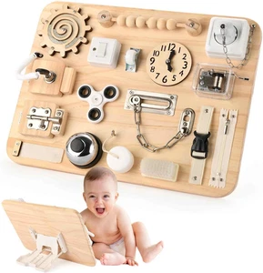Large Busy Board for Toddlers - Montessori Wooden Sensory Toys for 1 2 3 4 Year  - Picture 1 of 12