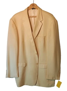 Mens 46-LONG Ruffini 100% SILK 2-button JACKET Pale YELLOW - Picture 1 of 11