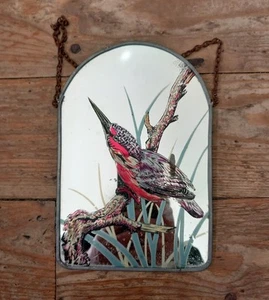 Vintage Small Arched Wall Mirror With Bird Design 8" - Picture 1 of 5