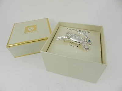 Anne Klein Silver-Tone Crystal Leaping Bunny Pin - Image 1 of 3
