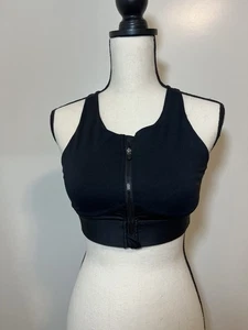 Fabletics Medium Women’s Sports Bra Black High Support “no Bounce” Front Zip - Picture 1 of 6