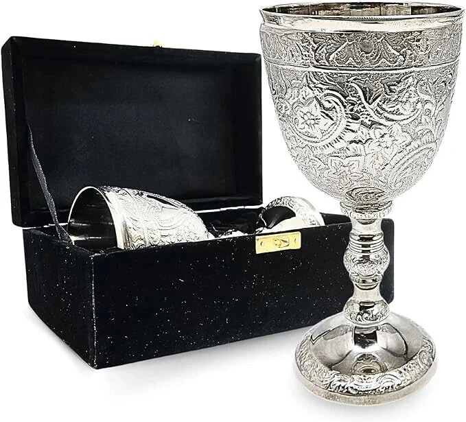 Calice in ottone calice da 6 pollici per tazza comunione vino in rilievo fatt... - Immagine 1 di 4