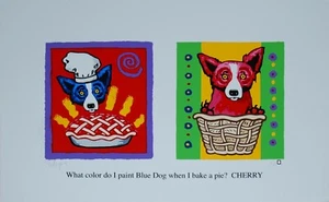 George Rodrigue Blue Dog "Color Me Cherry" Print Signed Numbered Artwork - Picture 1 of 4