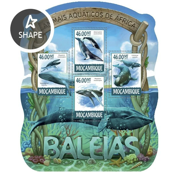 2015 MOZAMBIQUE MNH. WHALES |   Y&T # 6598-6601  |  Michel Code: 7934-7937 - Image 1 of 1