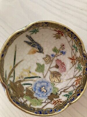 Small Antique Japanese Satsuma Ware ? Dish Bowl Cup Trinket Holder - Very Old! • 175$