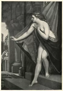 Lady Godiva Poised in Reflection by the Window Before Her Ride, 1902 vintage art - Picture 1 of 2