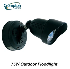Black 75W G9 Outdoor Exterior Floodlight Tilt Adjustable IP44 Crompton 25804 - Picture 1 of 5