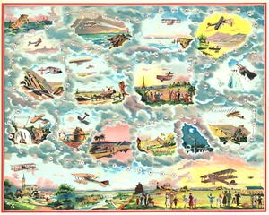 FLUGZEUGREISE UM DIE WELT Vintage Spielbrett Giclee hochauflösend 8x10 Druck - Bild 1 von 1