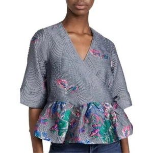 NUEVA BLUSA GANNI Fil coupé cloqué estructurado jacquard talla S/M - Imagen 1 de 8