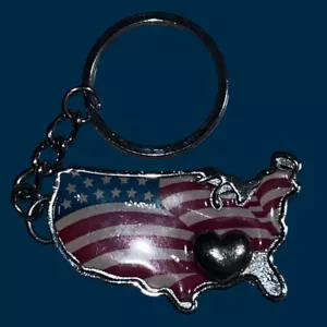 2006 Avon Herz Amerikas Schlüsselanhänger Schlüsselring USA-Flagge patriotisch 2" B15 - Bild 1 von 2