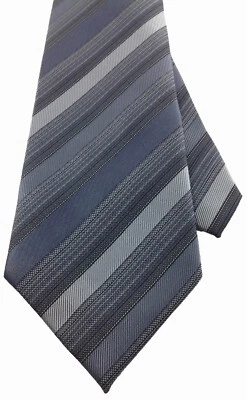 Men's Necktie Silk Tie Shades of Grey Stripe Silk Tie Hand Made Executive Pro — 第 1/4 张图片